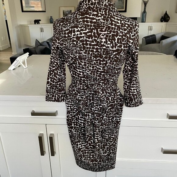 Jacob 3/4 Slv Poly Blend Animal Print Wrap Dress Chocolate Brown + White Sz XS - Picture 5 of 14